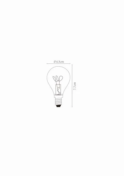 Lucide P45 - Filament bulb - Ø 4,5 cm - LED Dim. - E14 - 1x3W 2200K - Amber - technical